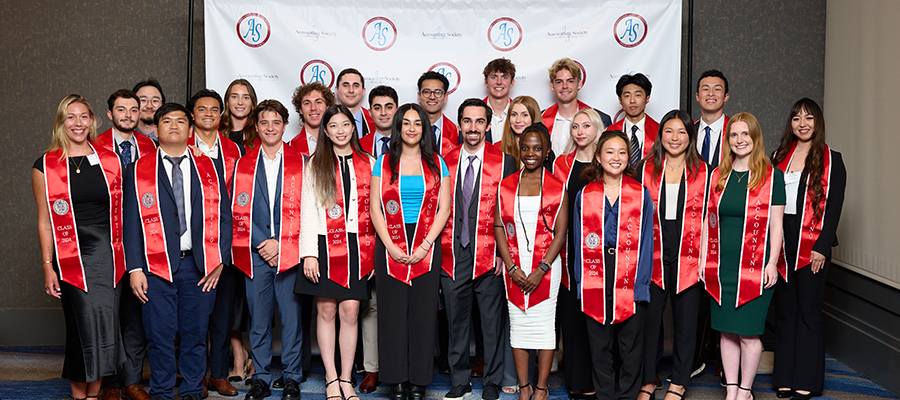 Accounting graduates pose at the Accounting Banquet